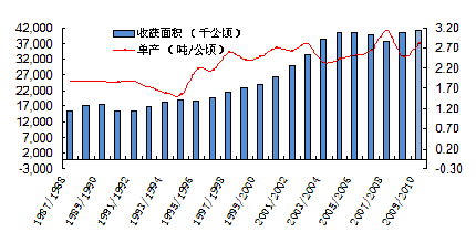 图2：南美大豆收获面积和单产